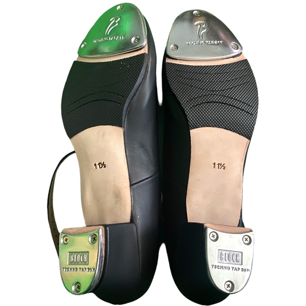 Bloch Size 11.5 Billie Jean Black Leather Tap Shoes Mary Jane Techno Tap - Picture 4 of 7